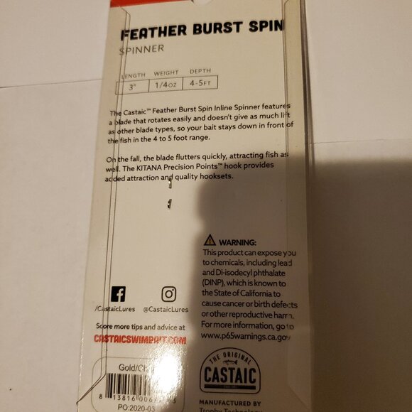 NEW THE ORIGINAL CASTAIC FEATHER BURST SPIN SPINNER 2020-03 - Picture 2 of 2